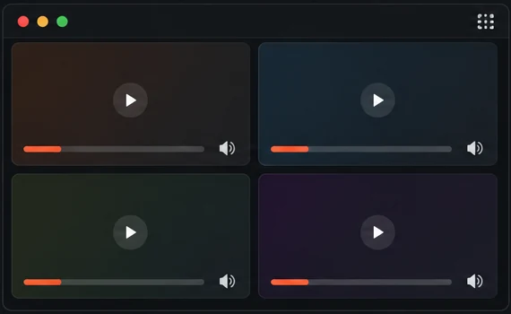 StreamTiles Grid mode: four streams in an even two-by-two grid
